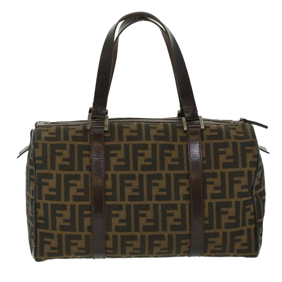 FENDI Zucca Canvas Hand Bag Brown Black Auth 36763 - Picture 2 of 16